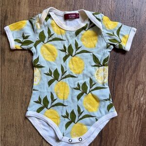 EUC Milkbarn Lemon Print Baby Onesie